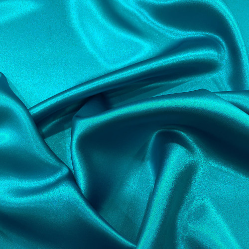 Turquoise blue satin-backed 100% silk crepe fabric