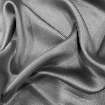 Silver grey satin-backed 100% silk crepe fabric