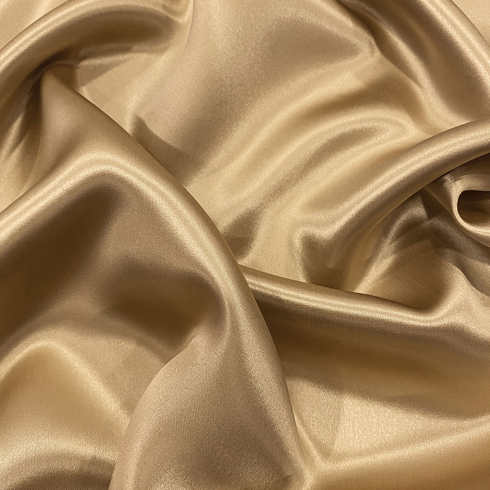 Gold double-sided heavy silk satin fabric — Tissus en Ligne