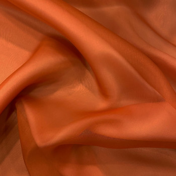 Tissu organza de soie orange rouille