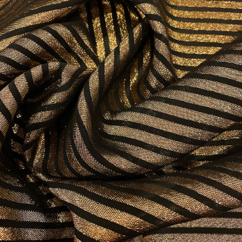 Lamé silk chiffon fabric with gold/black stripes