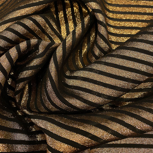 tissu noir a rayure en lurex ton métal (1967)