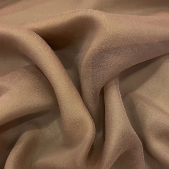 Beige lamé silk chiffon fabric