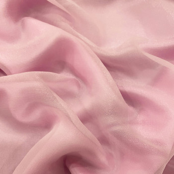 Tissu mousseline de soie lamée rose