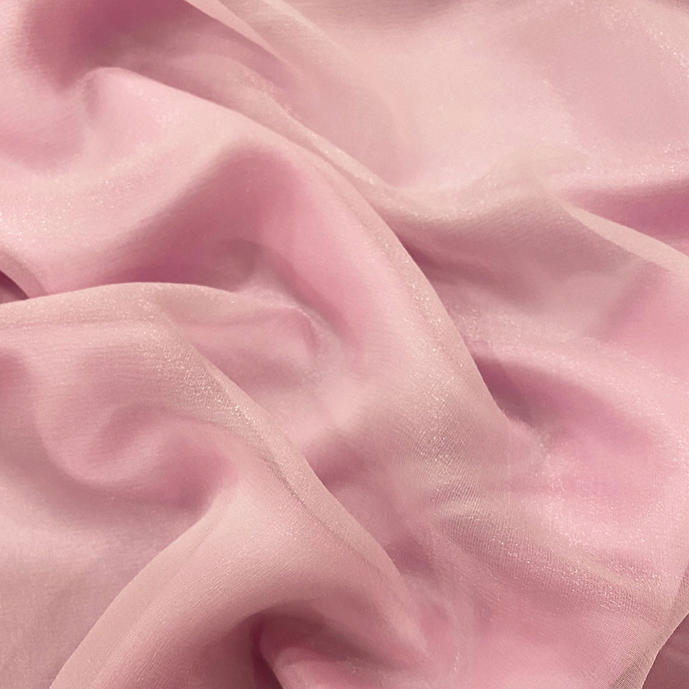 Pink lamé silk chiffon fabric — Tissus en Ligne