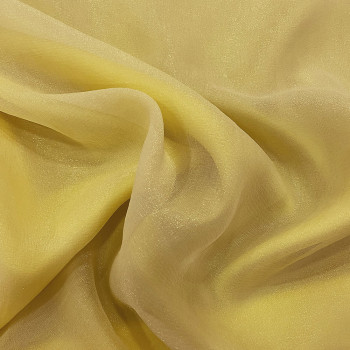 Yellow lamé silk chiffon fabric
