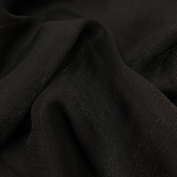 Black lamé silk chiffon fabric
