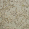 Champagne beaded and embroidered tulle fabric