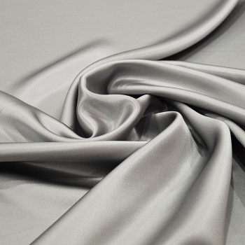 Grey satin fabric 100% silk