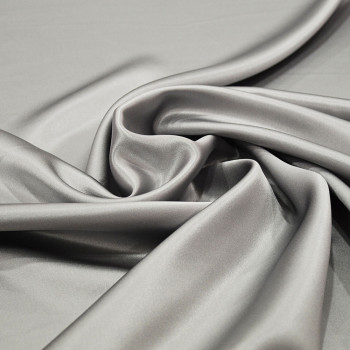 Tissu satin 100% soie gris