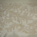 Champagne beaded and embroidered tulle fabric