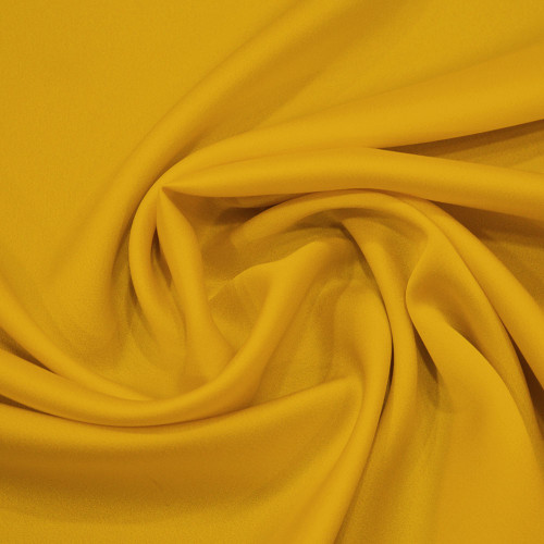 Lemon yellow satin-back cady crepe fabric