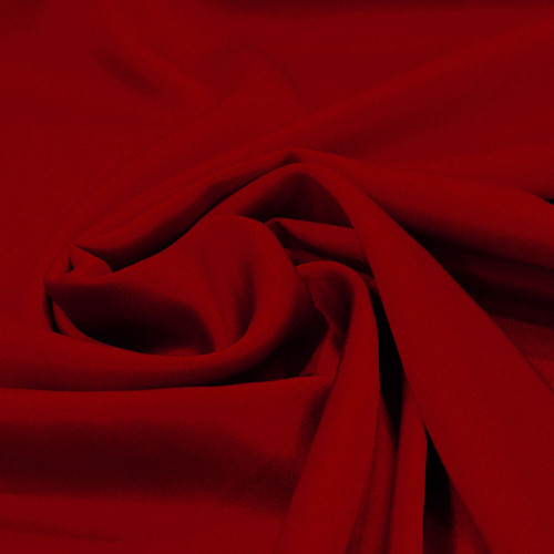 Red satin-back cady crepe fabric