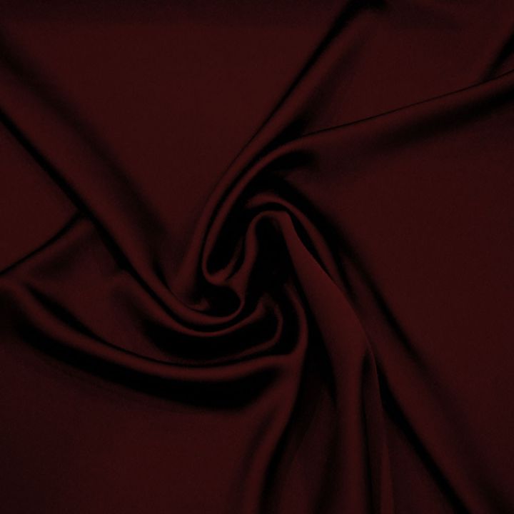 Burgundy satin-back cady crepe fabric