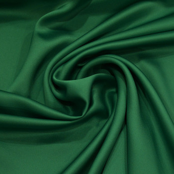 Dark emerald green satin-back cady crepe fabric