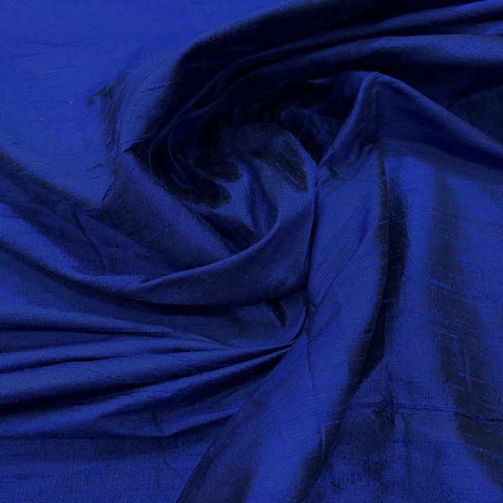100% silk slub dupion fabric royal blue