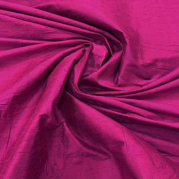 Tissu doupion de soie indien flammé 100% soie fuchsia