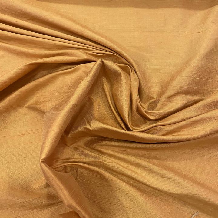 100% silk slub dupion fabric gold