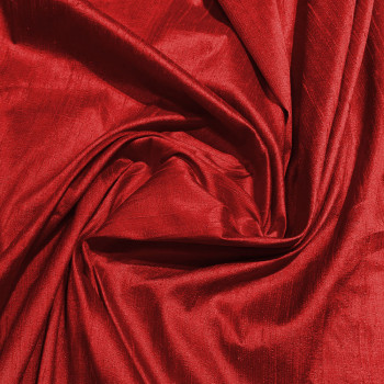 Tissu doupion de soie indien flammé 100% soie rouge