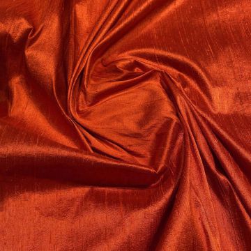 100% silk slub dupion fabric orange
