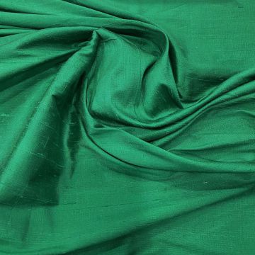100% silk slub dupion fabric emerald green