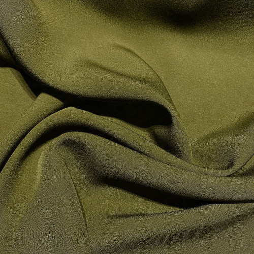 Foam khaki green satin-back cady crepe fabric