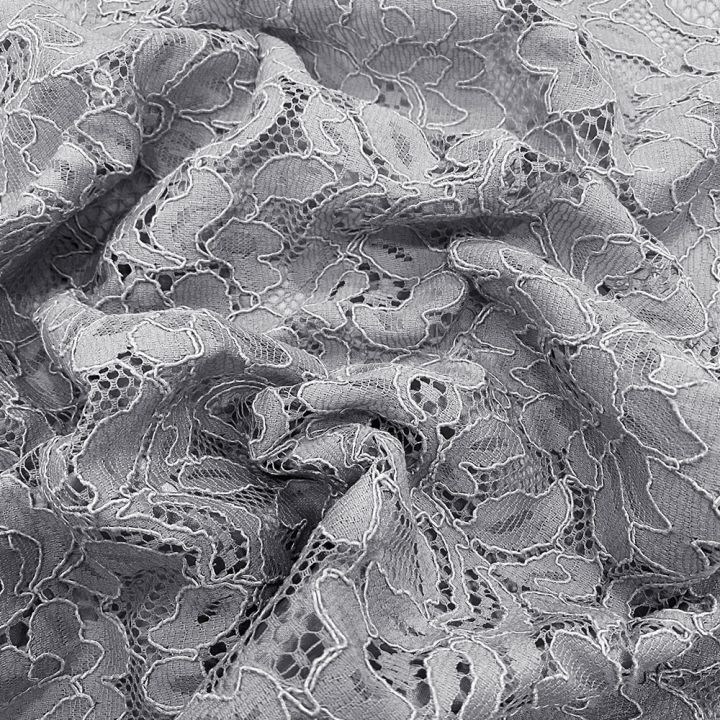 Silver grey lace fabric