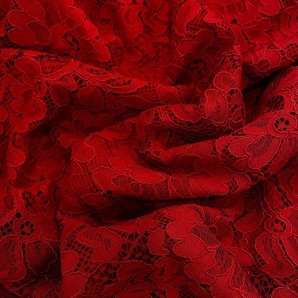 Red lace fabric