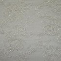 Ivory beaded and embroidered tulle fabric