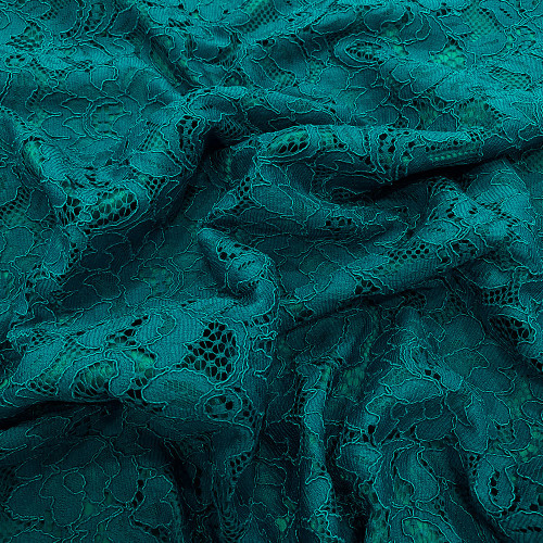 Tissu dentelle bleu turquoise
