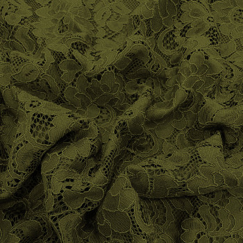 Khaki green lace fabric