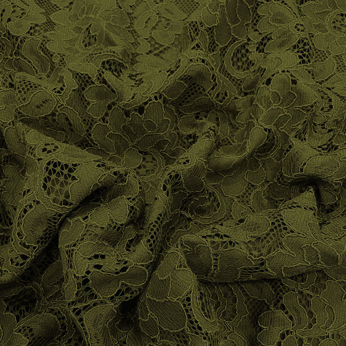 Khaki green lace fabric — Tissus en Ligne