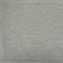 Ivory beaded and embroidered tulle fabric