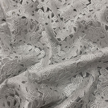 Silver grey chemical lace guipure fabric