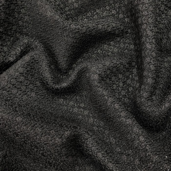 Black wool jacquard fabric