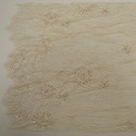 Sand beige beaded and embroidered tulle fabric