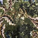 Green paisley printed velvet fabric