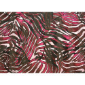 Silk chiffon fabric printed red zebra with satin bands  (1.45 meters)