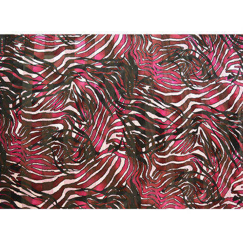 Tissu mousseline de soie imprimé bande satin zèbre rouge (1,45 mètres)