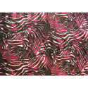 Silk chiffon fabric printed red zebra with satin bands  (1.45 meters)