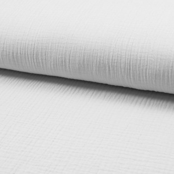 Tissu double gaze de coton blanc