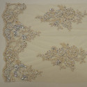 Mother-of-pearl beaded and embroidered tulle fabric