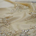 Mother-of-pearl beaded and embroidered tulle fabric