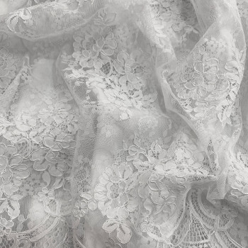 White embroidered lace fabric
