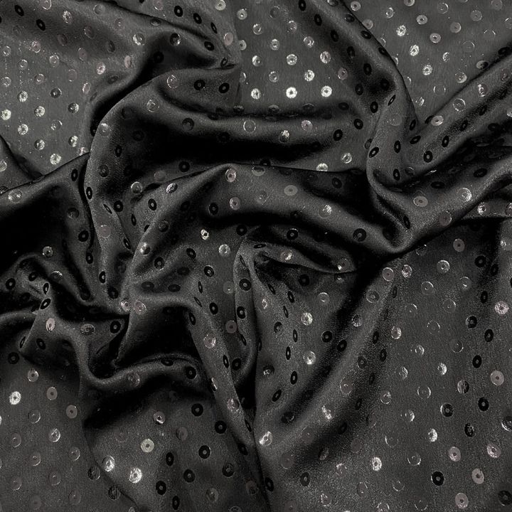 Sequin black circles fabric