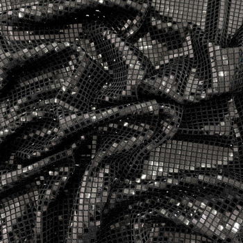 Sequin black squares fabric