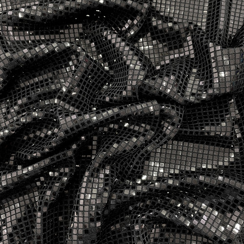 Sequin black squares fabric — Tissus en Ligne