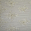 Ivory beaded embroidered tulle fabric