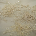 Champagne beaded embroidered tulle fabric (1.5 meters)