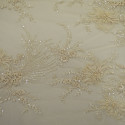 Tissu tulle brodé perlé champagne (1,5 mètres)